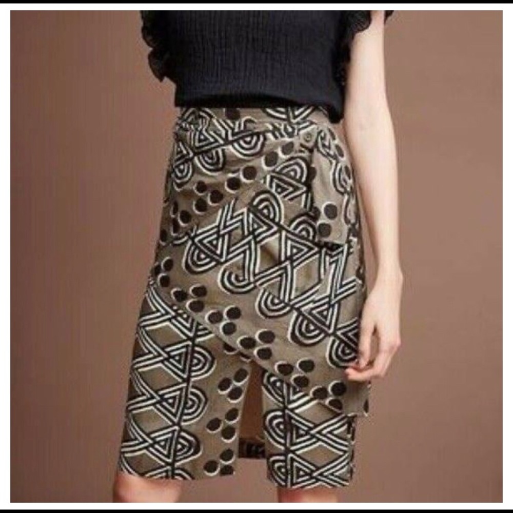 Anthropologie midi geometric pattern skirt medium
